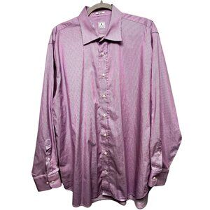Peter Millar Men's L Long Sleeve Button Front Shirt 100% Cotton Pinstripe Purple